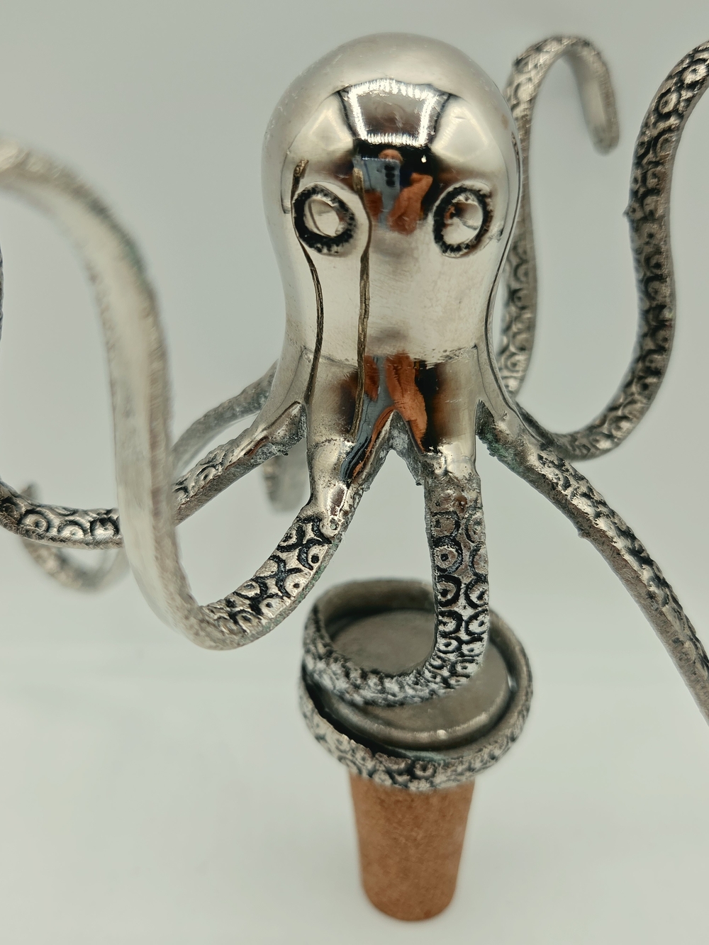 Silver Octopus Bottle Stopper - Decorative Home Art